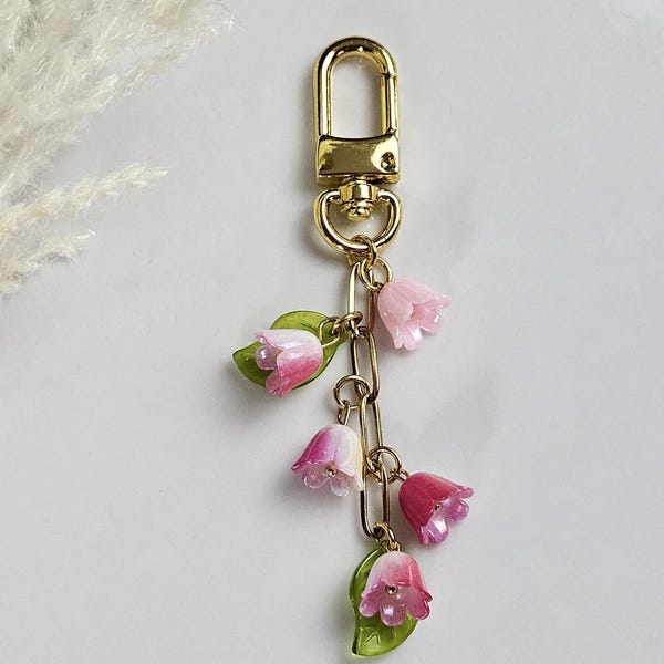 Lily Of The Valley Bag Charm Keychain | Bag Charm | Paperclip | Purse Charm | Floral Keychain | Cute Flowers Keychain | Bridesmaid Gift