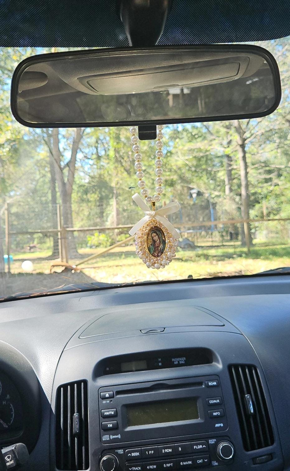 Virgin Mary Car Charm,Car Decoration, Car Accessories, Rear view Mirror,Car Blessings,Car Rosary,Baptism Gift,Religious Catholic,Car Charm