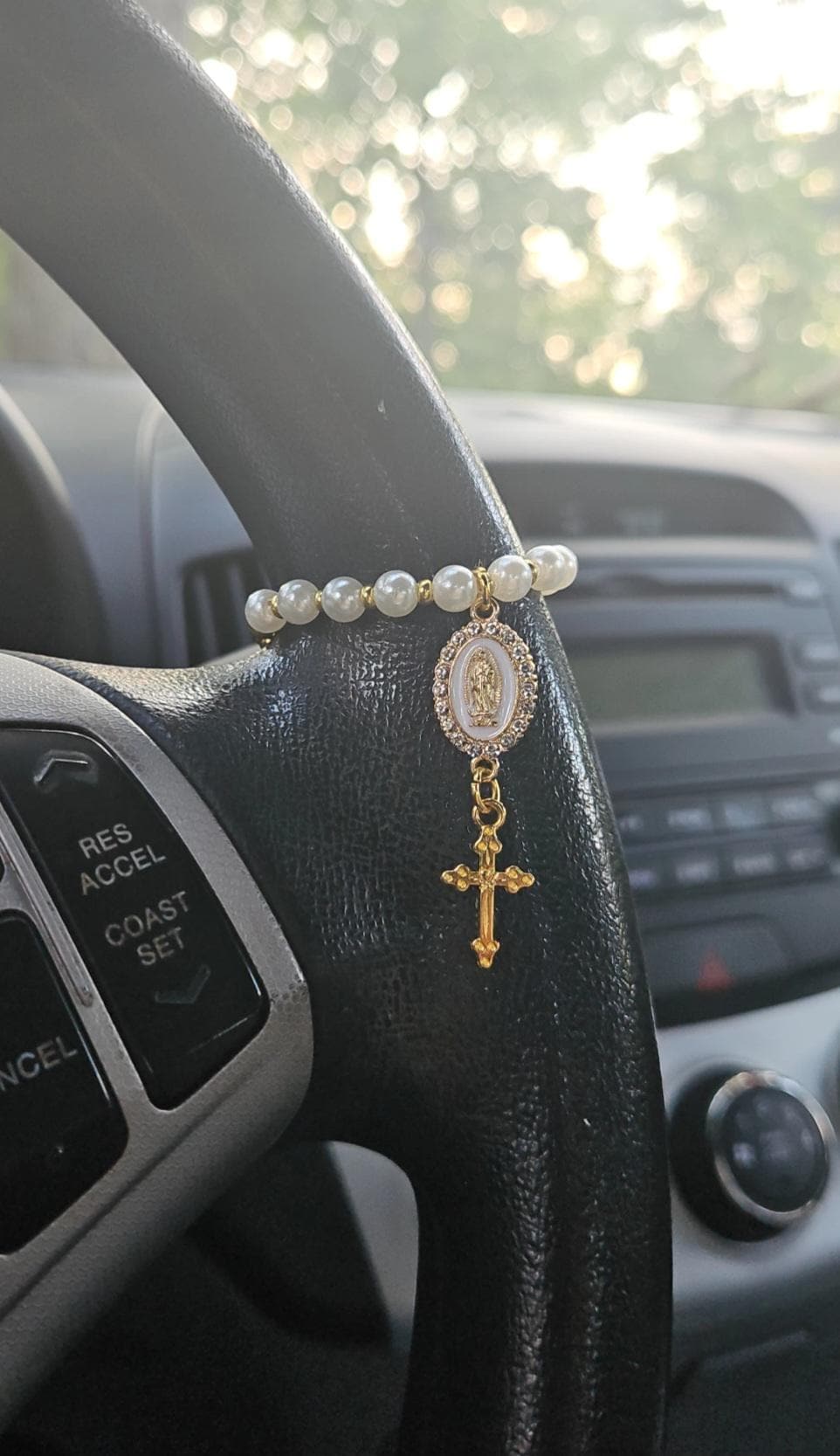 Steering Wheel Rosary-Virgin Of Guadalupe Car Charm-Rosary Car Charm-Car Blessings-Baptism Gift-Religious Catholic Gift-Car Accessory-Rosary