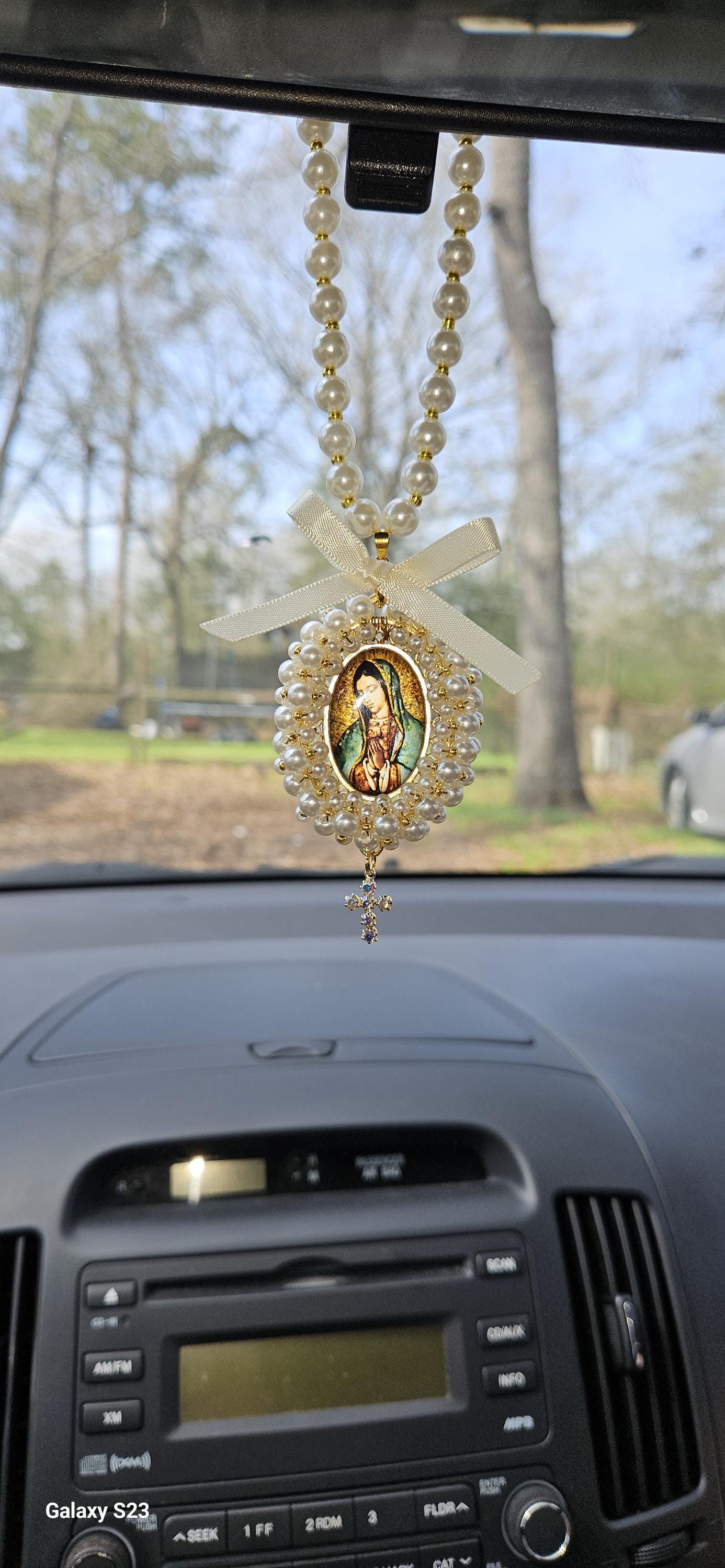 Virgin Mary Car Charm,Car Rosary,Car Accessories,Car Rear view Mirror,Car Blessings,Car Charm,Baptism Gift,Religious Catholic,Car Decoration