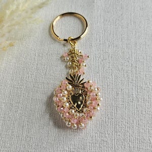 Sacred Heart Of Jesus Bag Charm Keychain - Religious Keychain - Christian Gift -Key Chain - Catholic Keychain -Holy Heart Keychain -