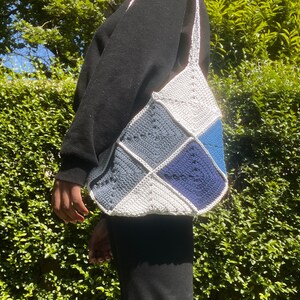 Crochet Grandma Square Einkaufstasche (blau)