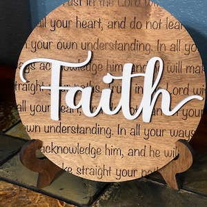 Bible verse sign, Christian home decor, Scripture sign, Proverbs 3:5-6, Faith, Christmas gift