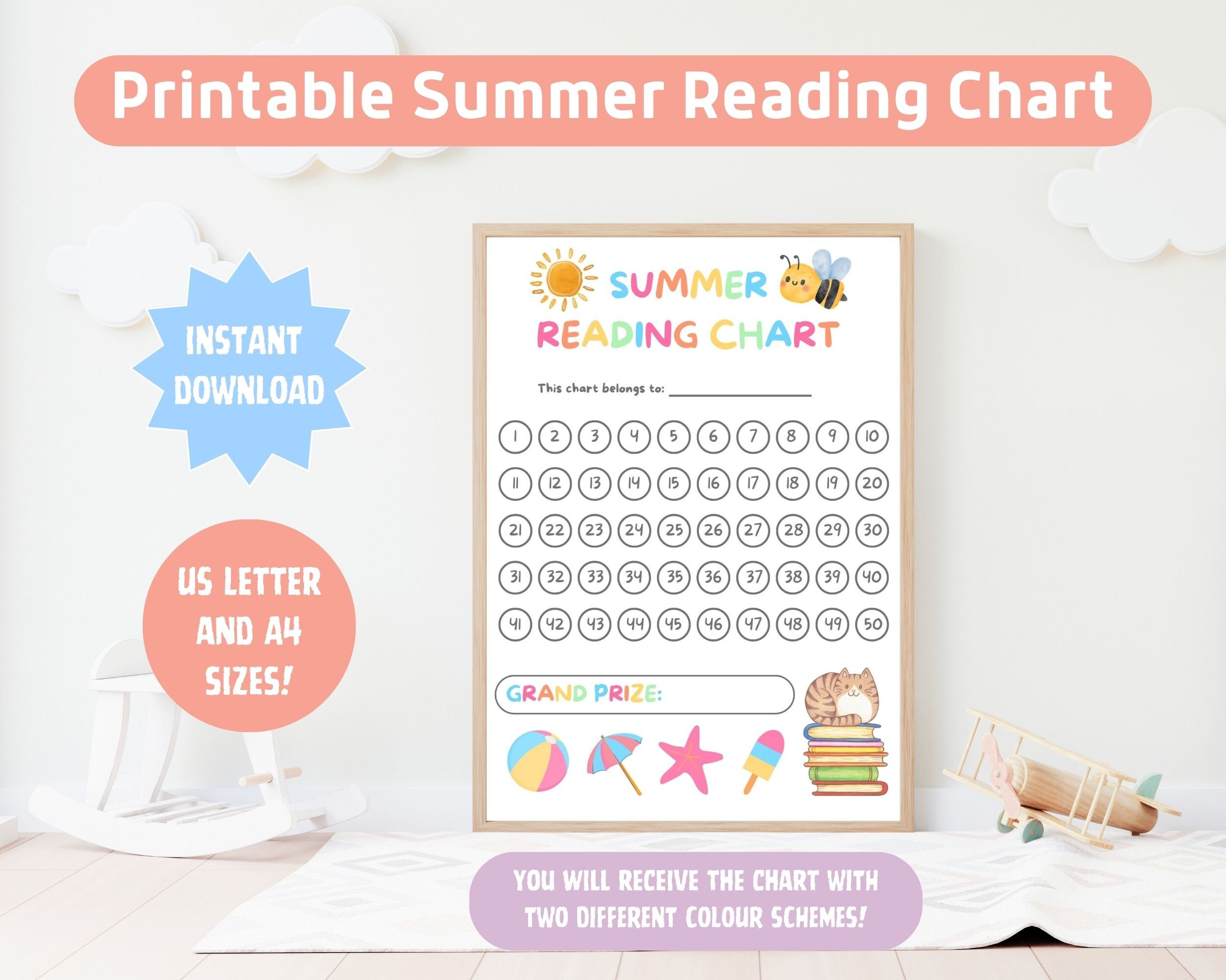 Printable Summer Reading Chart Summer Reading Challenge - Etsy