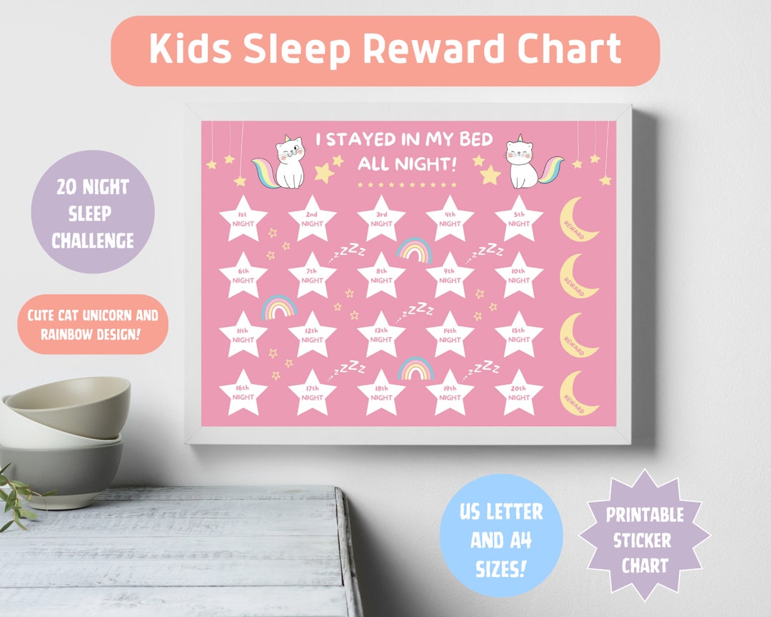Printable Kids Sleep Reward Chart Stay in Bed Sticker Chart Etsy