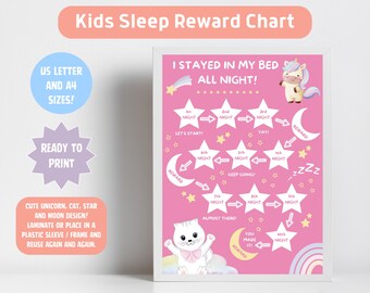 Printable Kids Sleep Chart, Unicorn Sleeping Chart, Sleep Reward Chart, Toddler Bedtime Chart, Preschool Sticker Chart, Bedtime Routine