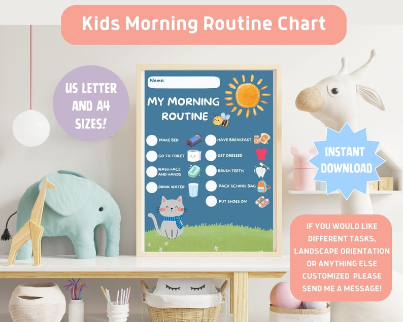 Printable Morning Routine Chart for Kids School Morning - Etsy