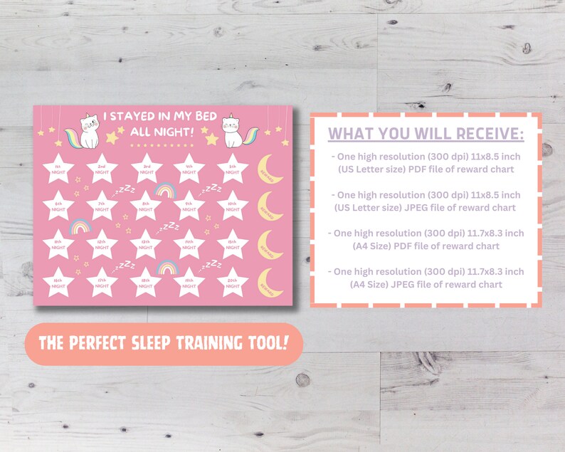 Printable Kids Sleep Reward Chart Stay in Bed Sticker Chart - Etsy