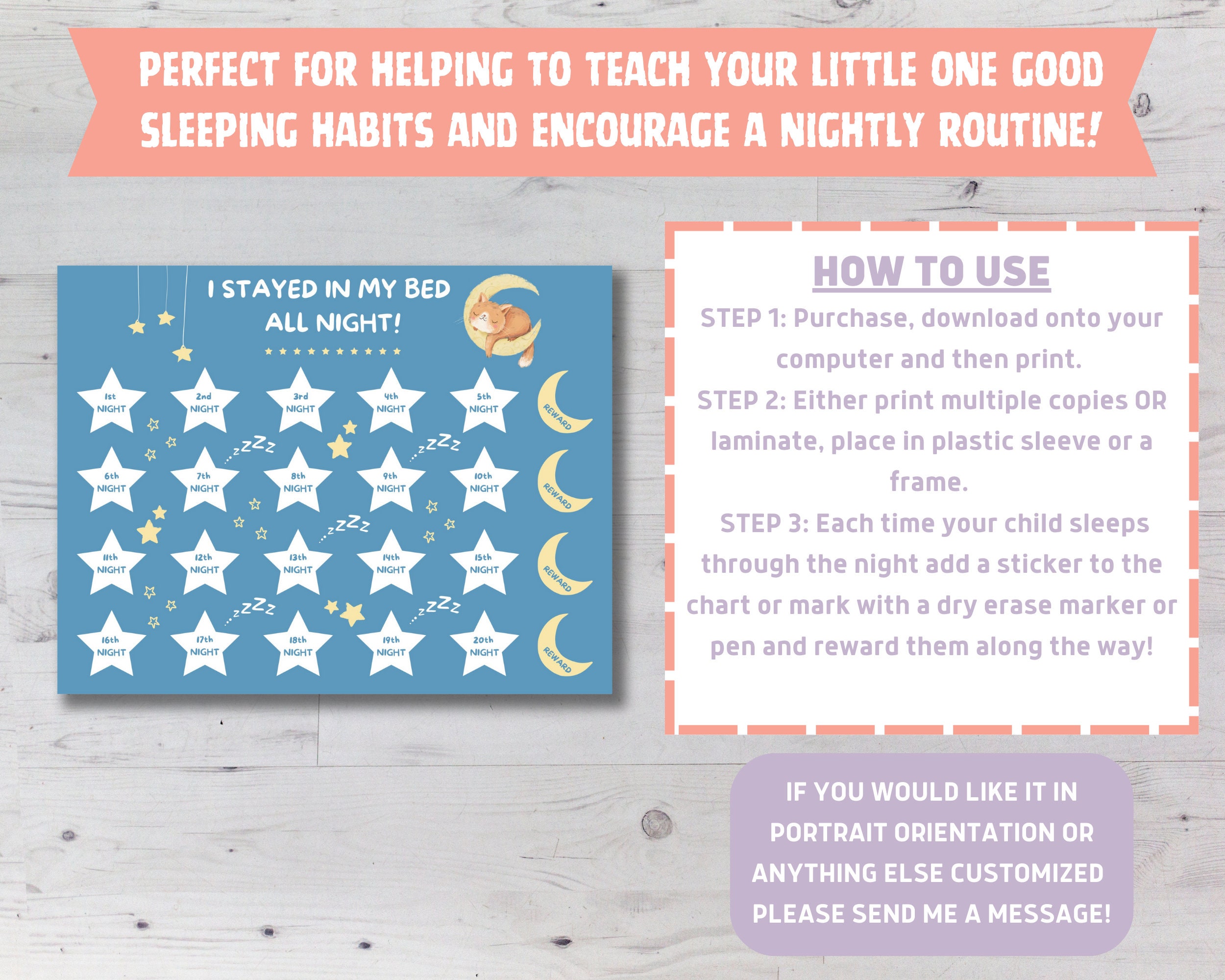 Printable Kids Sleep Reward Chart Stay in Bed Sticker Chart - Etsy UK