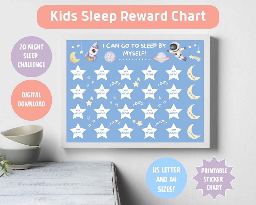 Printable Kids Sleep Reward Chart, Fall Asleep Myself Sticker Chart ...