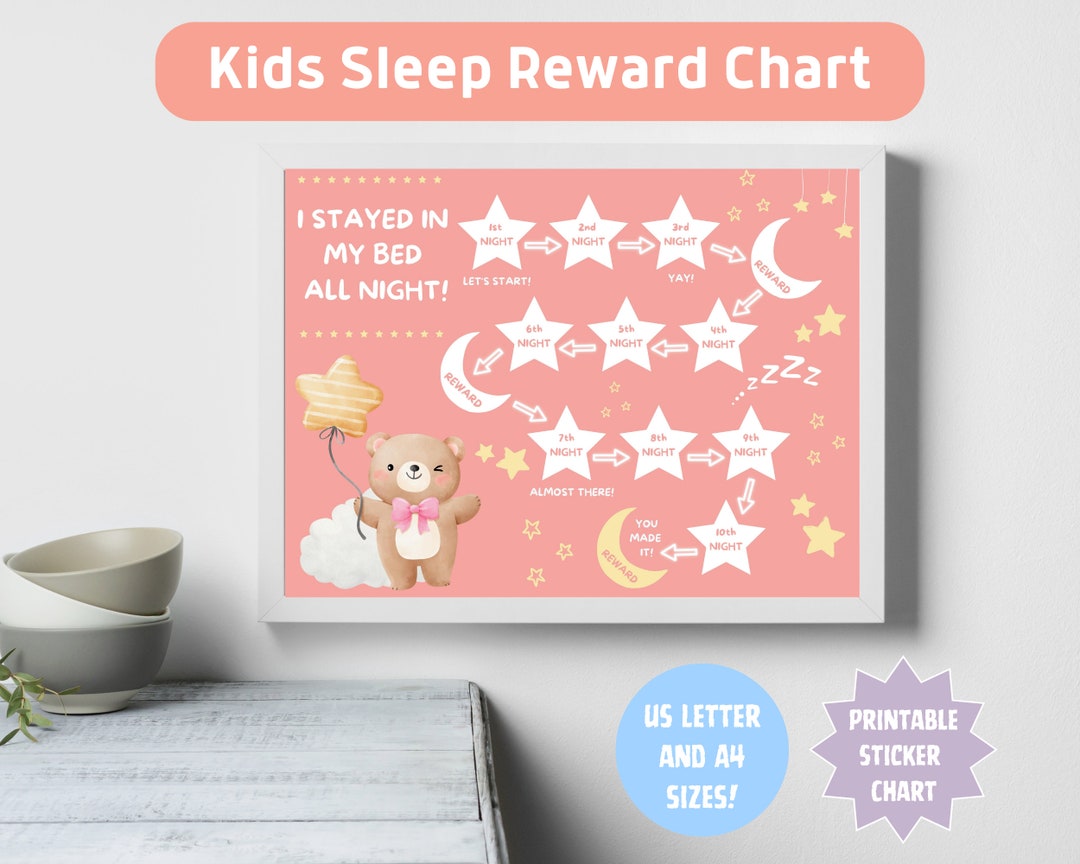 Printable Kids Sleep Reward Chart, Stay in Bed Sticker Chart, Sleep ...