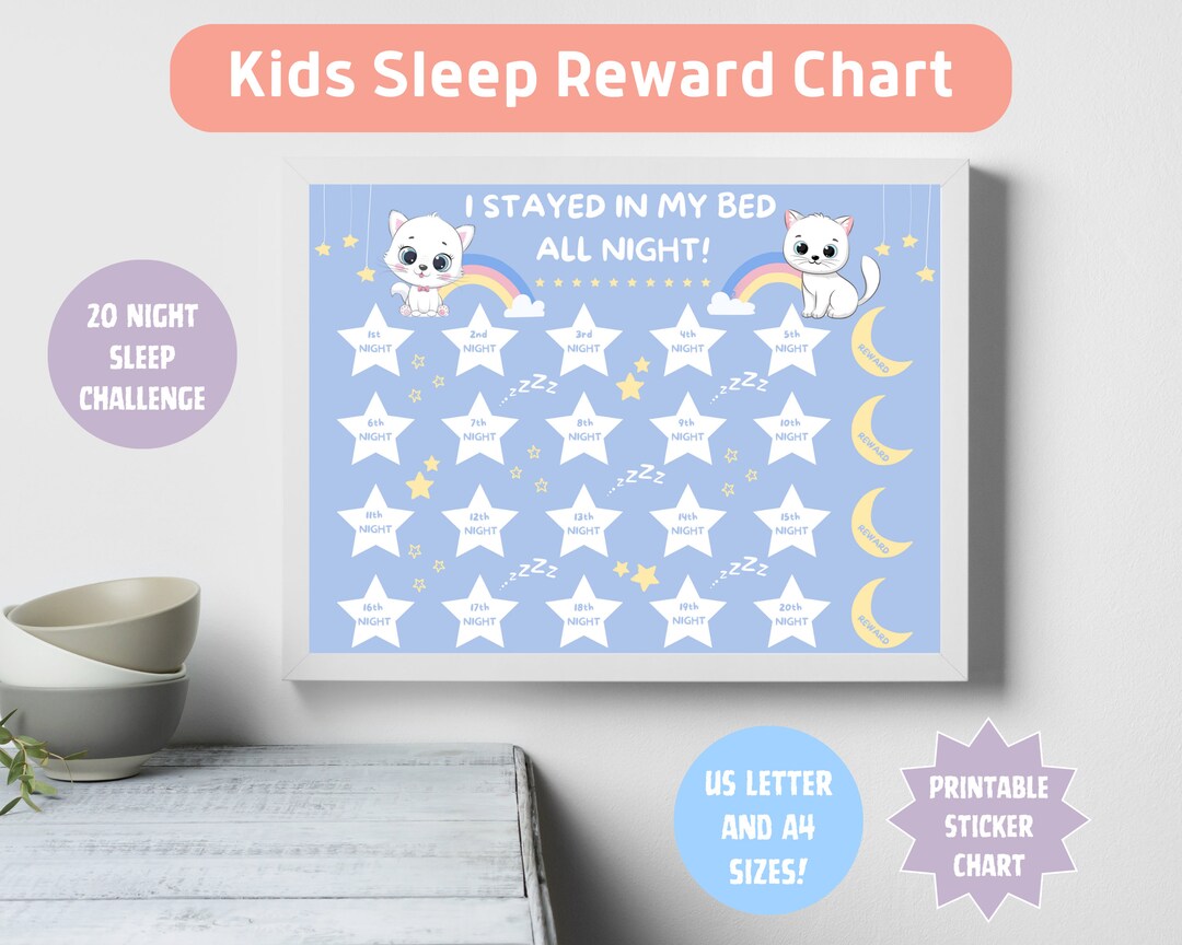Printable Kids Sleep Reward Chart Stay in Bed Sticker Chart - Etsy