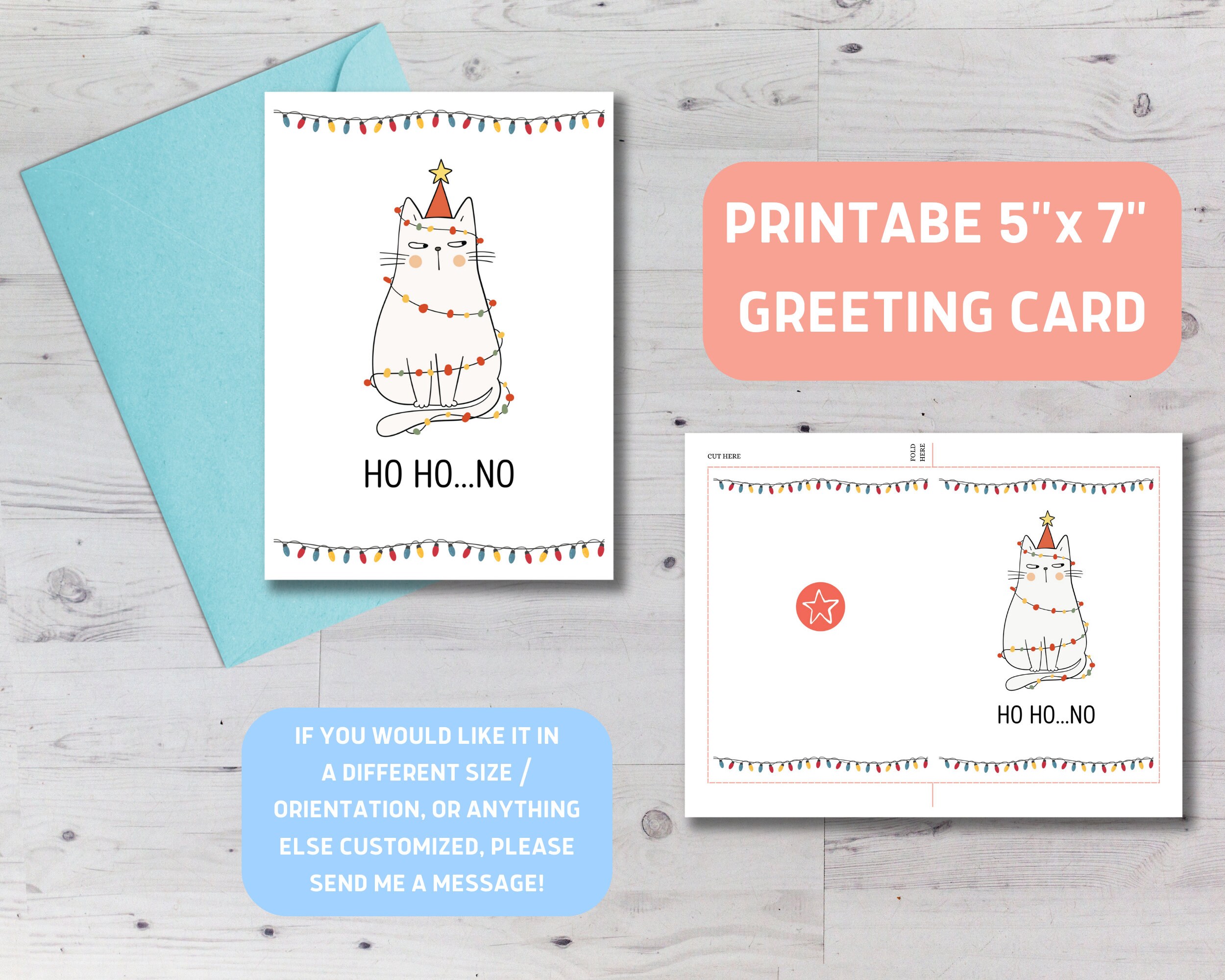 Funny Cat Christmas Card, Printable Christmas Card, Grumpy Cat Card ...