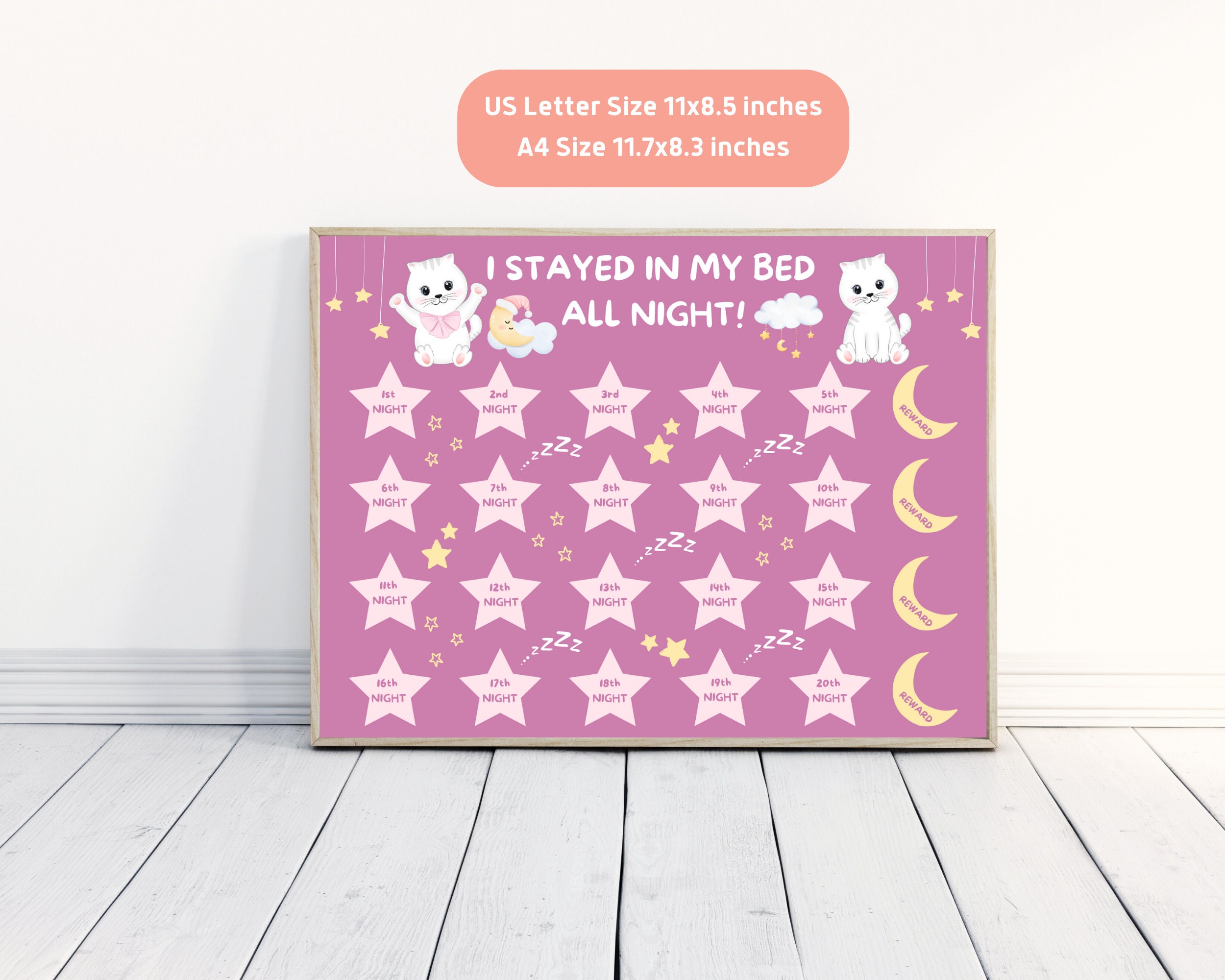 Printable Kids Sleep Reward Chart Stay in Bed Sticker Chart - Etsy