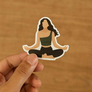 Strong Yoga Girl Sticker | Yoga Meditation Seated Position Sticker | Aesthetic Sticker | Minimalist Sticker | Wellness and Self Care Sticker
