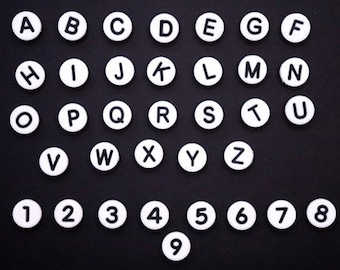 Circle Letter and Number Shoe charms - Alphabet A-Z Letter Shoe Charms