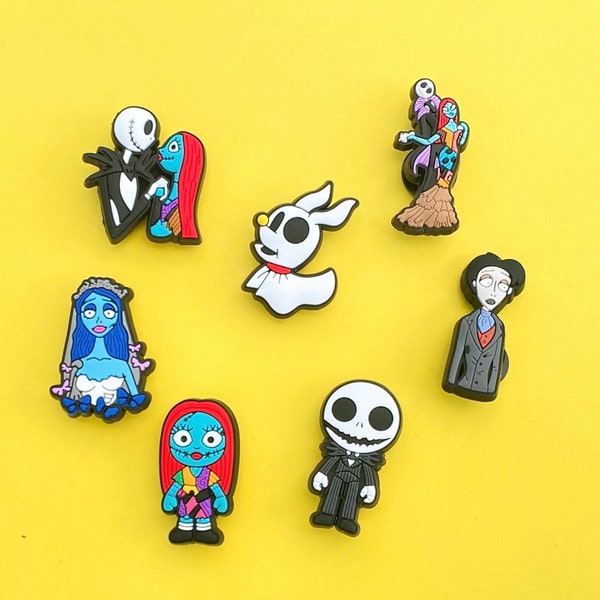 Skellington and Corpse Bride Shoe Charms / Halloween Shoe Charms / Cute Couple Shoe Charms / Shoe Charms for kids / Shoe Charms for adults