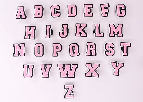 37PCS Pink Alphabet Shoe Charms For Croc Clog, Pink Preppy A-Z Letters For  Croc Charms Decoration For Girl Women Party Favor Gifts