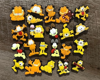 Orange Tabby Persian Cat Shoe Charms | Funny Lazy Gar Shoe Charms | Comedy Cartoon Movie Show | Shoe Charms for Adults, Teens, Kids Children