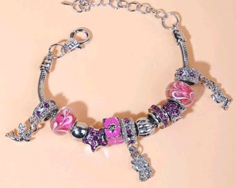 Pink Purple Charm Bracelet