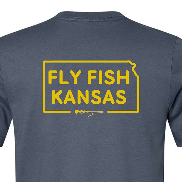 Fly Fish Kansas Black Hook Logo Tee | Kansas; Kansas Gift; fly fishing; gift for him; gift for her; best fishing gift; graphic tee