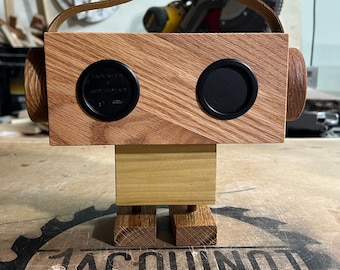 Unique Wood and Leather Bluetooth Speaker Dance Robot Handmade