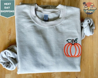 Sudadera con calabaza bordada, sudadera con capucha bordada de otoño, sudadera de Halloween, sudadera con capucha bordada de Halloween, sudadera con capucha de temporada espeluznante