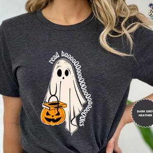 Ghost Reading Shirts, Fall Teacher Shirts, Halloween Teacher Shirts, Ghost Book shirt, Teacher T-Shirts, Fall Teacher 画像 2
