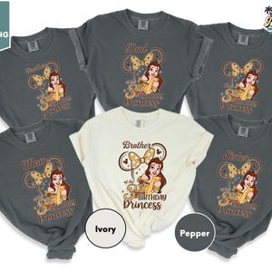 Comfort Colors Princess Belle Birthday Shirt, Disney Beauty And Beast Birthday Shirts, Princess Belle Family Bday Party