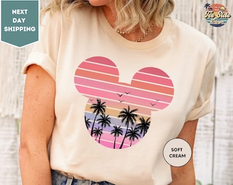Camiseta retro de Disney con puesta de sol, camiseta de crucero, camiseta de vacaciones de Disney, camiseta con ambiente veraniego, regalo de vacaciones