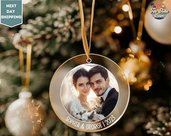 Personalized Couple Photo Ornament, Couples Gifts, Custom Photo Glass Ornament, Christmas Gifts, Couple Keepsake, Custom Picture Ornament