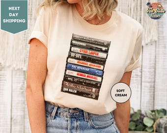 Vintage Cassette Tape Shirt, Gift For Old School Music Lovers, 80's Rock Cassette Shirt, 80's Rock n Roll T-Shirt, Classic Rock Tape Shirt