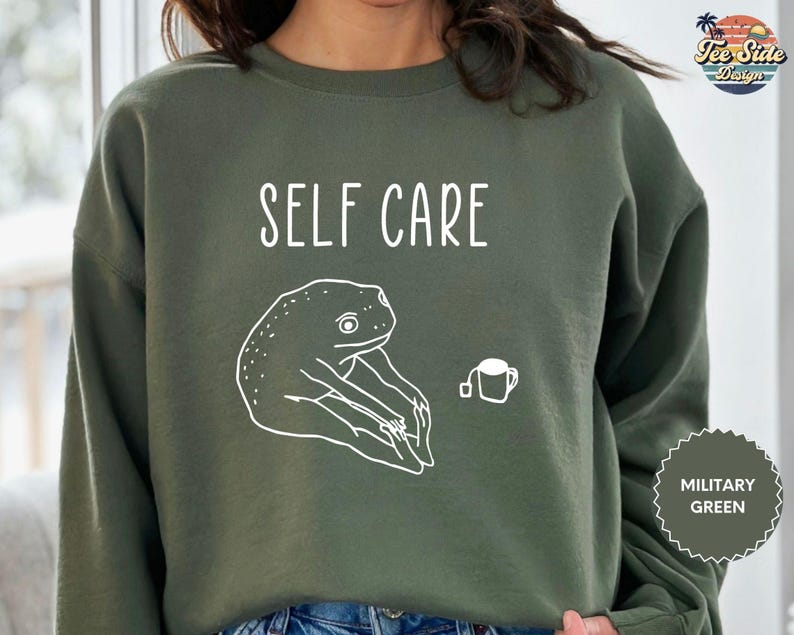 Self Care Sweatshirt , Funny Frog Self Care, Yoga Sweatshirt, Funny Trending Gift, Gift For Her image 4