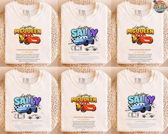 Vintage Cars Matching Shirt, Lightning McQueen & Sally Couple Tee, Disney Cars Pixar Shirt, Lightening McQueen and Sally Shirt