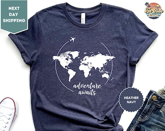 Traveler T-Shirt, World Map Shirt, Adventure Awaits, Airplane Mode Tee, Travel Lover Shirt, Adventurer Gift