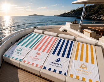 Custom Logo Beach Towel, Personalized Business Team Gift, Hotel Spa Towel, Waterpark Swim Pool Towel, Brand Logo Corporate Towel Gift