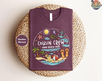 Personalized Cousin Beach Vacation Graphic Tee, Coquette Doodles T-Shirt with Custom Text, Summer Shirt, Cousin Crew Shirt