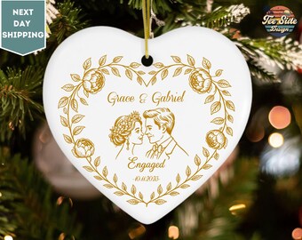Custom Engagement Ornament, Personalized Engaged Ornament Gifts for Engaged Couple, Engagement Gifts, Engagement Christmas Keepsake