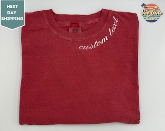 Custom Embroidered Comfort Colors T Shirt, Custom Embroidery Shirt, Embroidered Tee, Custom Logo Gift Idea