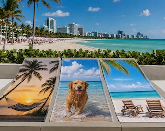 Personalized Picture Beach Towel, Beach Towel With Custom Photo, Family Travel Gift, Vacation Towel, Full Print Towel, Custom Design Towel