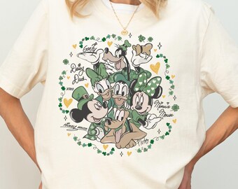 Disney Mickey and Friends Signatures Happy St. Patrick's Day Shirt, Disney Matching Family Patrick Day Shirt, Disney Mickey Shamrock Shirt