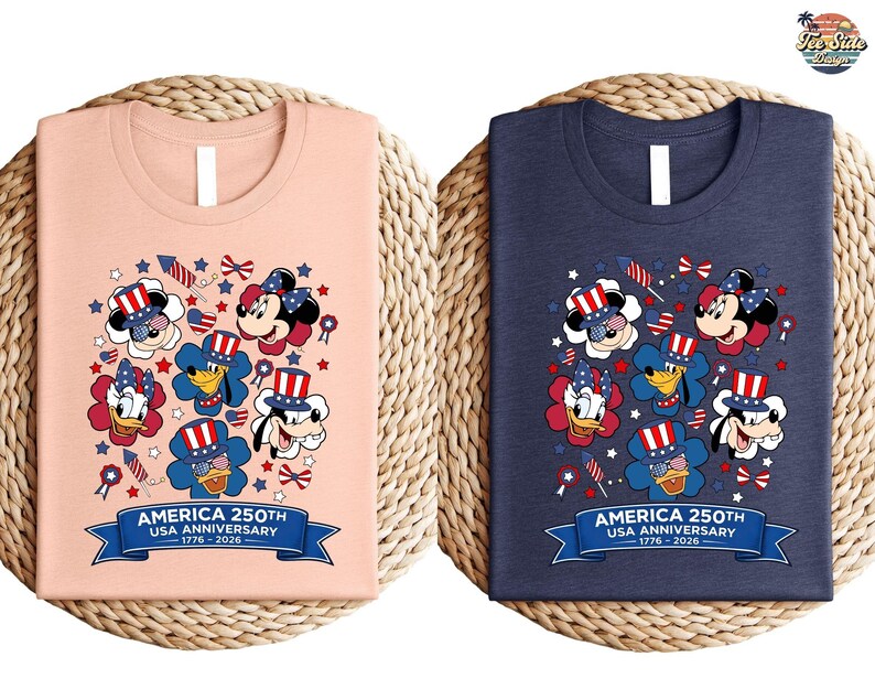 Camiseta de Mickey y sus amigos del 4 de julio de 2026, camiseta del Día de la Independencia de Disney, camiseta familiar de Disneyland, camiseta de Walt Disney World imagen 2