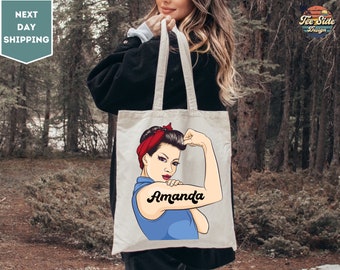 Rosie the Riveter Tote Bag, We Can Do it Tote Bag, Strong Women GIRL Power Tote Bag, American Apparel Tote Bag