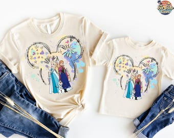 Elsa and Anna Watercolor Tee, Frozen Sisters Matching Shirt, Sisters Shirt, Frozen Movie Shirt, Princess Elsa and Anna Tee