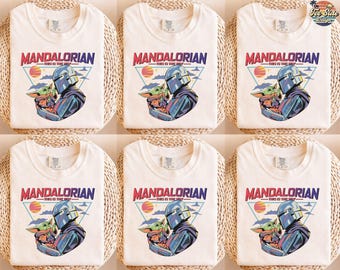 Retro Mandalorian And Baby Yoda T-shirt, This Is The Way Shirt, Grogu T-shirt, Star Wars Shirt, Mandalorian T-shirt, Star Wars Gift