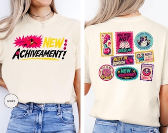 New Achievement T-Shirt, Donut and Carl Tee, Book Series Fan Merchandise, Fantasy Book Reader Shirt Bookish Merch, Dungeon Crawler Carl