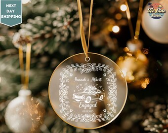 Personalized Engaged Ornament, Wedding Keepsake Ornament, Engagement Ornament with Names & Date, Engaged Gift, Newlywed Gift For Couple