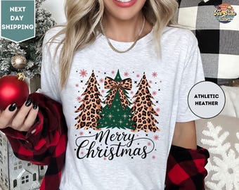 Leopard Christmas Shirt, Merry Christmas Shirt, Christmas T-Shirt, Christmas Family Shirt, Holiday Gift, Leopard Shirt