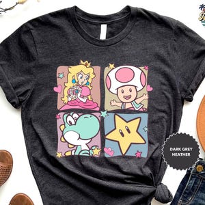 a t - shirt with a mario and princess peach on it