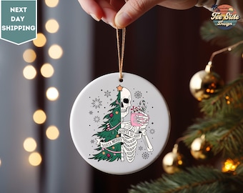 Funny Skeleton Christmas 2025 Ornament, Sorta Merry Sorta Scary Ornament, Christmas Ornament, Funny Christmas Gift